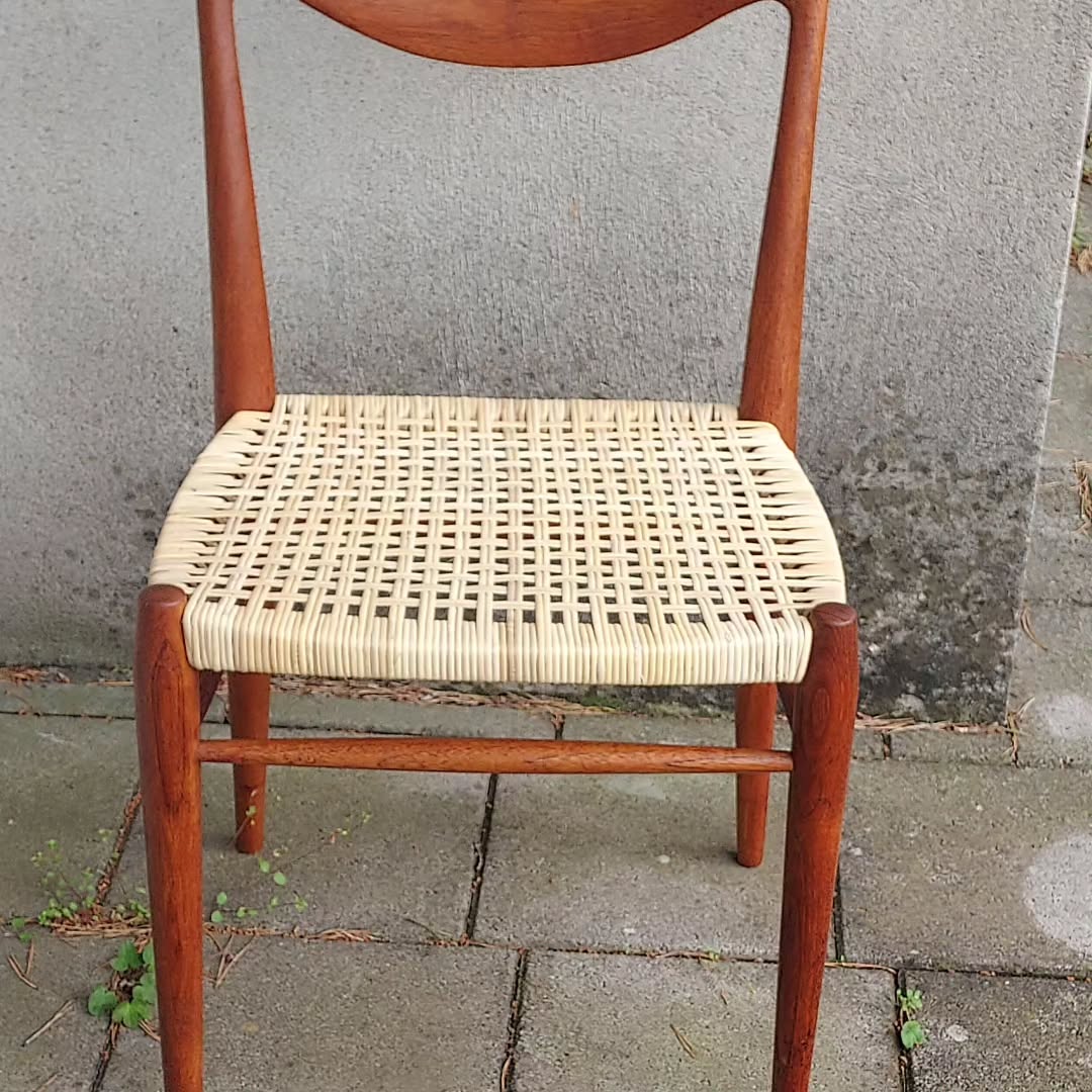 Bambi 61/1 i teak med nyflettet sete